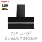 مدخنه 90 سم زجاج اسود مع شريط سلفر